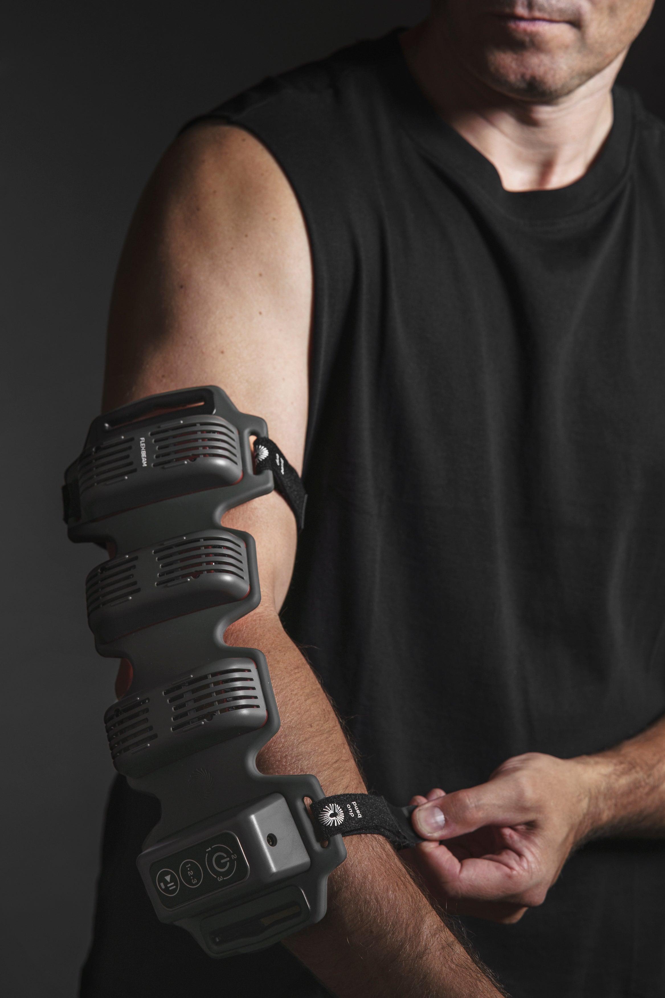Close-up of FlexBeam wearable red light therapy