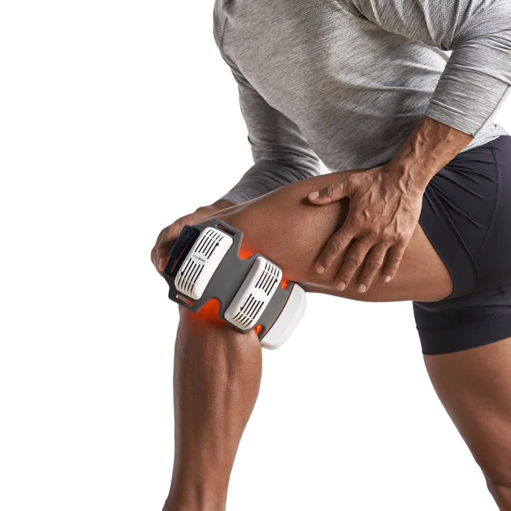 Man using FlexBeam for muscle recovery and pain relief