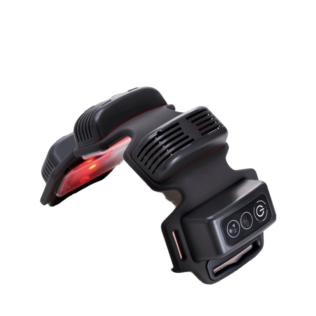 FlexBeam red light therapy device with wearable band on white background